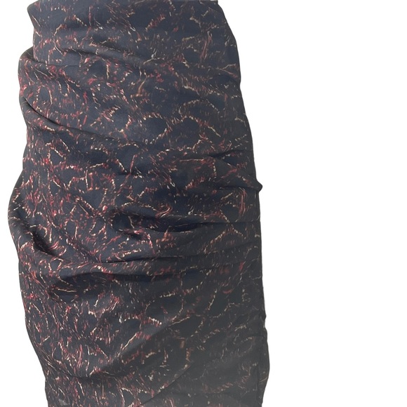 IRO Mini Skirt Side Zip Ruched Front and Back Black Multi Hi-Lo - Picture 8 of 9